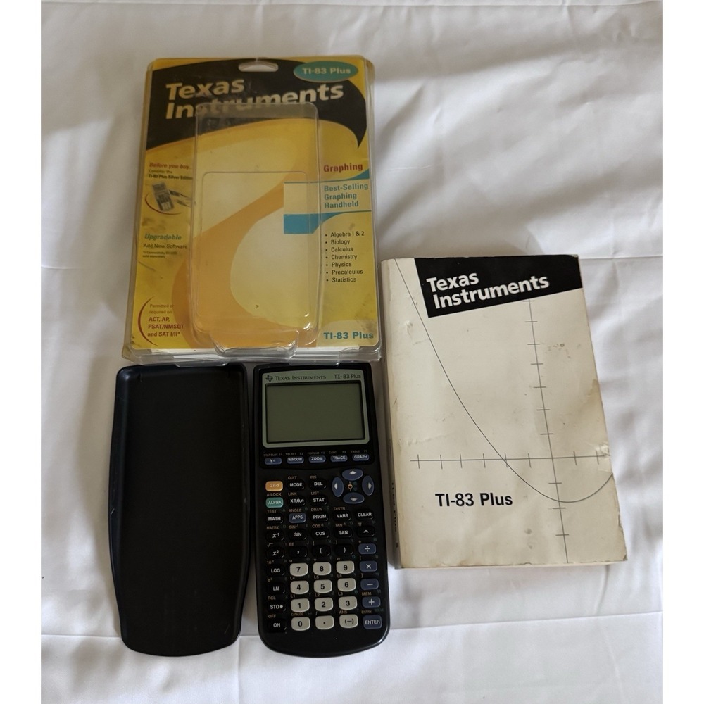 Texas Instruments Ti-83 Plus Graphing Calculator w/Cover And Manual